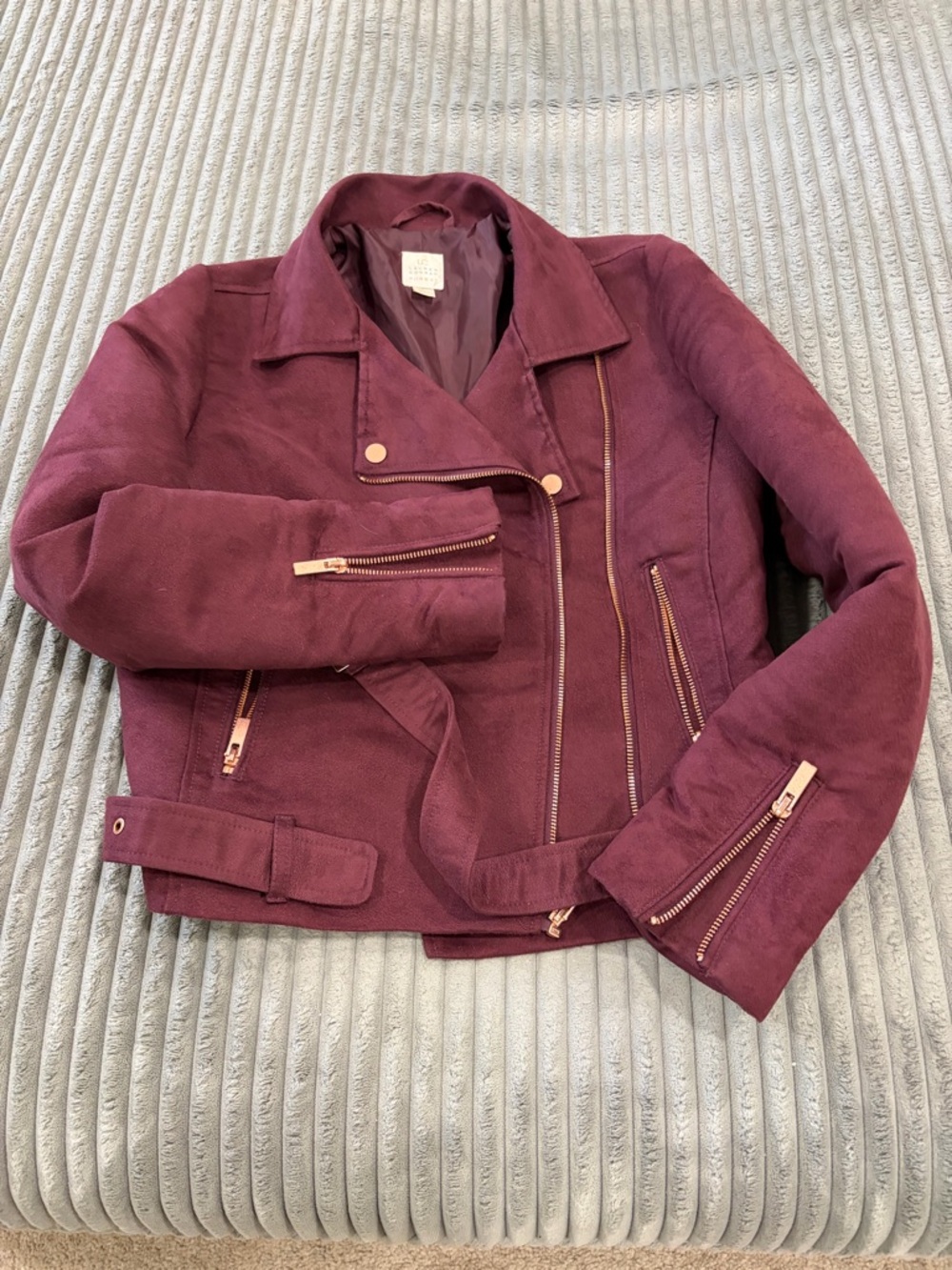 LC Lauren Conrad Plum Suede Moto Jacket
